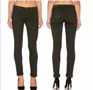 Rag & Bone Women's Ridley Moto Skinny Jeans in Wax Dark Olive